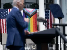 President Joe Biden speaks during a Pride celebration on the South Lawn of the White House in Washington, DC, on June 10, 2023.