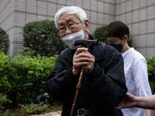 Cardinal Joseph Zen arrives at the West Kowloon Magistrates' Courts on May 24, 2022, in Hong Kong, China.