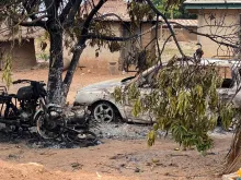Burned vehicles after Good Friday raid on April 7, 2023, in Ngban, Benue state, Nigeria.