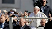 Pope Francis greeted pilgrims in St. Peter's Square on Wednesday, June 7, 2023, a few hours before he will be hospitalized for abdominal surgery under general anesthesia.